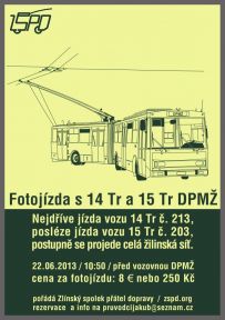 Fotojazda s trolejbusmi 14 Tr #213 a 15 Tr #203 (22.6.2013)