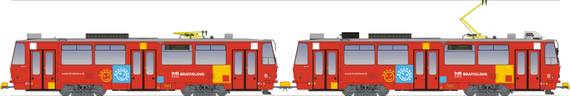 Coupled T6A5/III in red livery