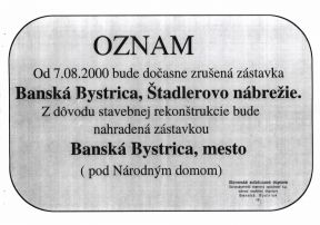 Obmedzenia v súvislosti s opravou zastávok MHD Národná a Štadlerovo nábrežie - II. etapa (od 30.10.2014)