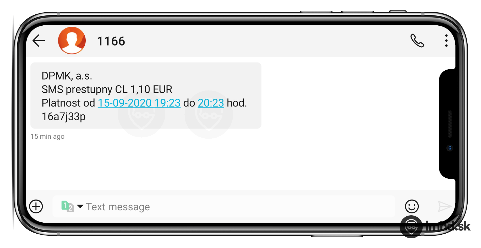 SMS lístok, 60 minút, 1,10 €.