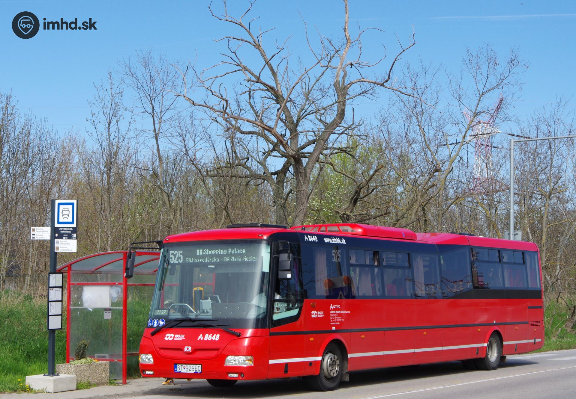 #8648, route 525, Chorvátsky Grob, Čierna Voda, Pezinská ul., zastávka ...