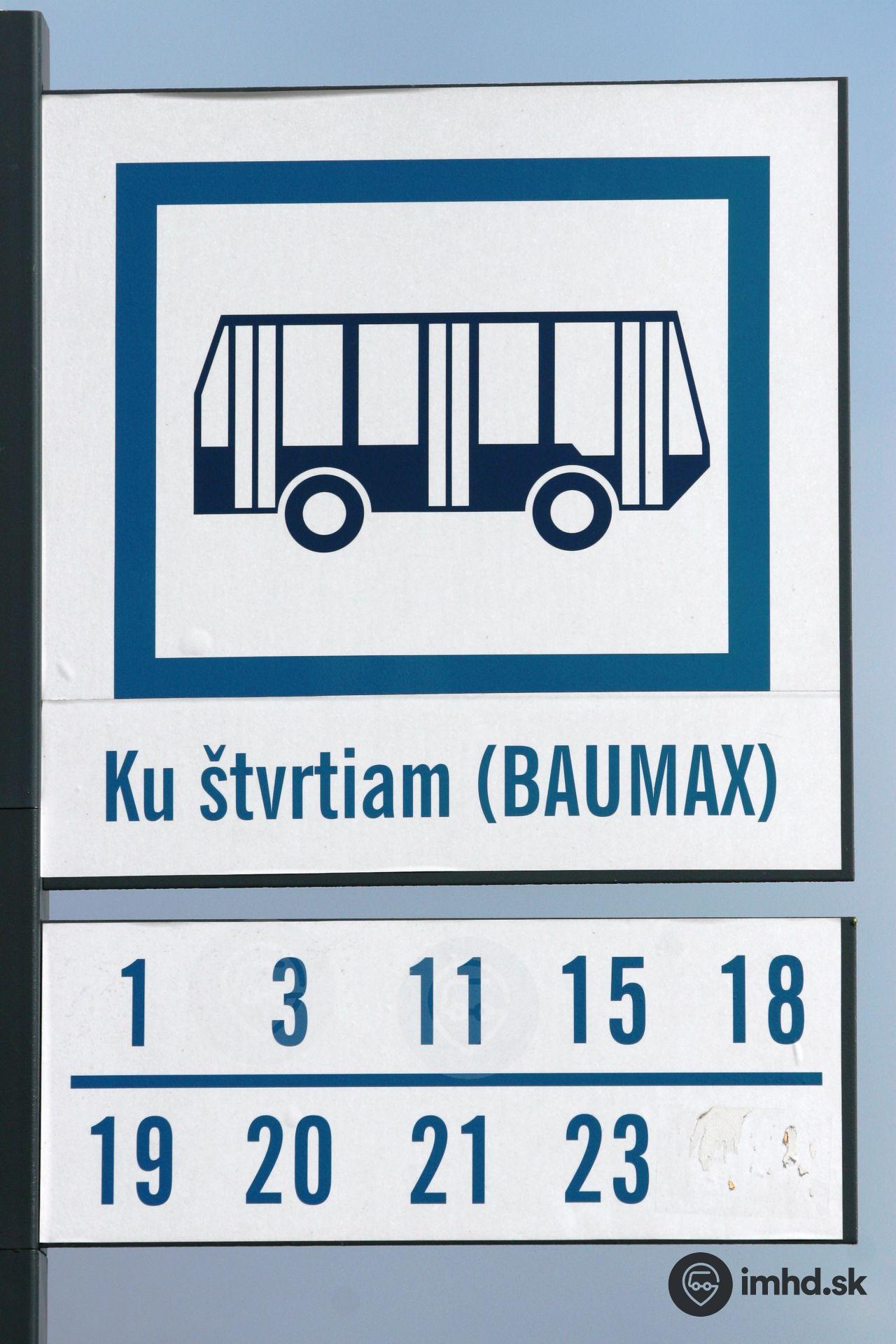 Detail označníka zastávky Baumax